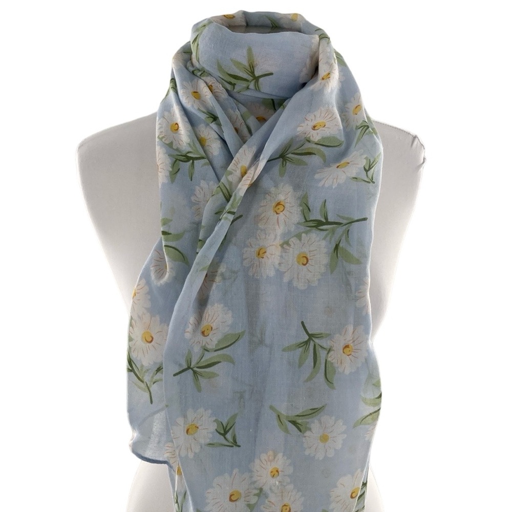 Joy Susan NWT Spring Gauze Daisy Scarf 32 x 68
